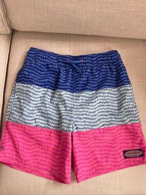 Boys Colorblock Swim Shorts - Blue, White & Pink
